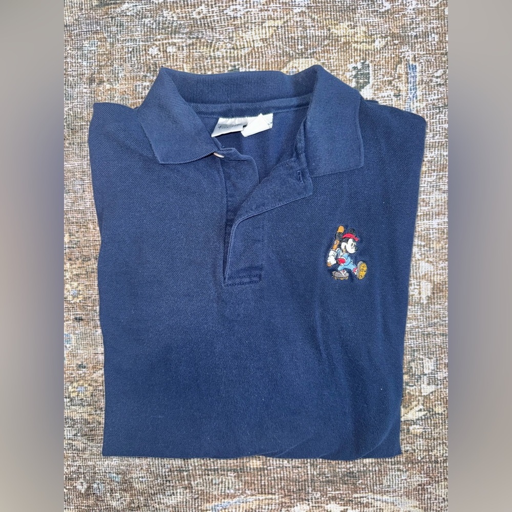Vintage Disney Catalog‎ Mickey Mouse Baseball Embroidered Polo XL Combed cotton